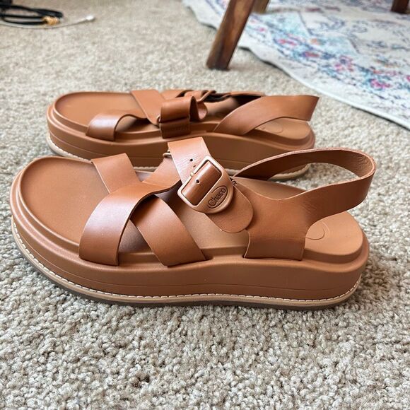 Chaco Townes Midform Leather Platform Sandal Brown SZ 7 NWOT - Picture 6 of 9